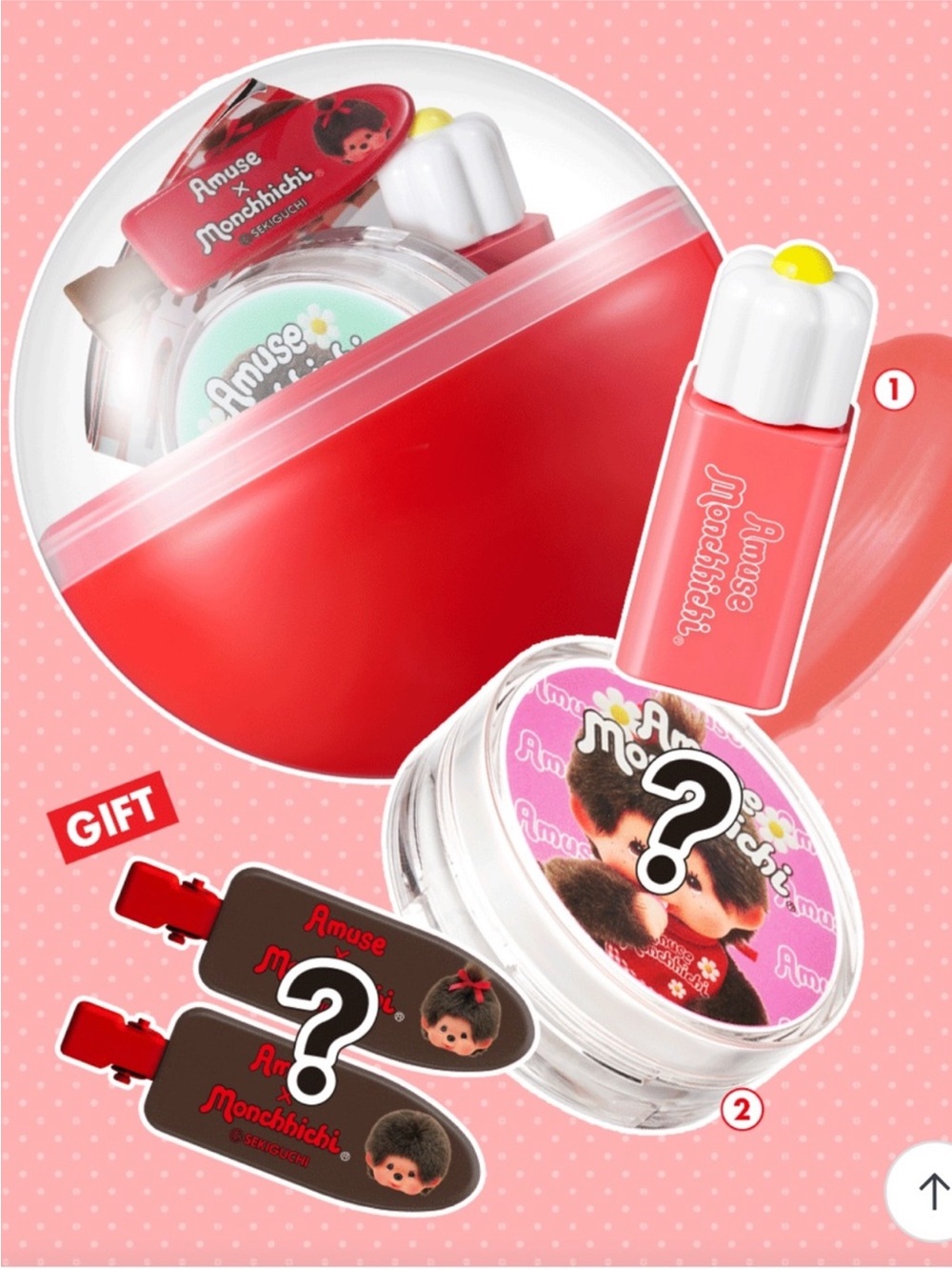 Amuse Monchhichi Quick Makeup Mini Gacha Set - Red - Picture 6 of 6